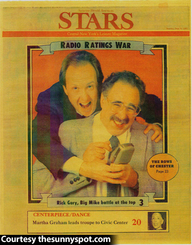 Rick Gary and Ron Bee appear on the front of the Syracuse Herald-American Stars section in 1985