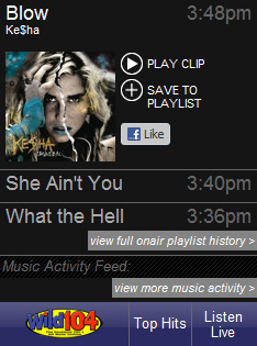 This screenshot from wild104fm.com, taken 9:50pm Thursday, shows the Binghamton station stopped playing music at 3:48pm.